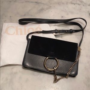 Chloe Faye Black crossbody suede bracelet bag